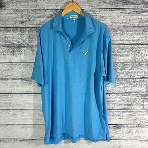 Peter Millar Summer Comfort Blue / White Stripped Half Open Heart Golf Polo XL